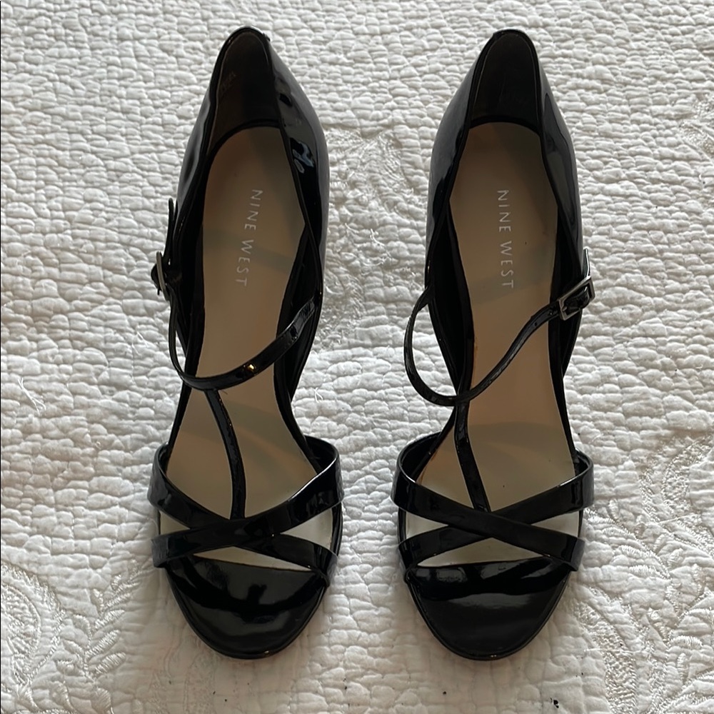 Nine West Black Strappy Heels